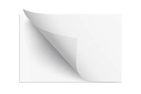 Page sheet with curl paper corner, 3d realistic empty new document leaf folds Stock Illustration