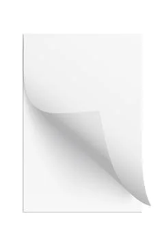 Page sheet with curl paper corner, 3d realistic empty new document leaf folds Stock Illustration