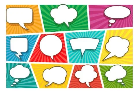 Page with Smoke Clouds and Speech Bubbles Stock Illustration