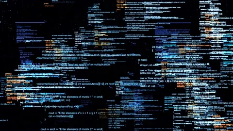 Page with source codes on black background. Animation. Overlapping source codes Stock Footage 137335294