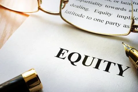 Page with word equity. Stock Photos
