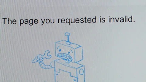 The page you requested is invalid and Google logotype robot on iMac Stock Footage 103116168