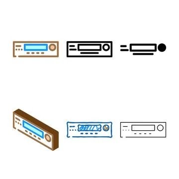 Pager retro gadget color forms icon vector Stock Illustration