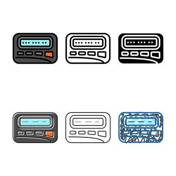 Pager retro variations device color icon vector Stock Illustration