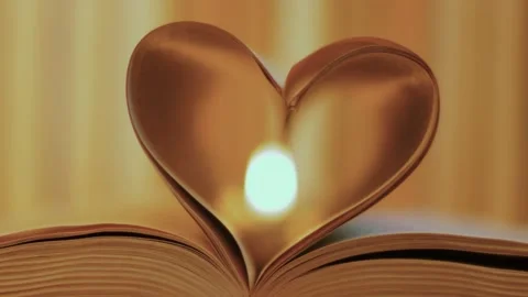 Pages of old book in shape of heart Stock Footage 173615513