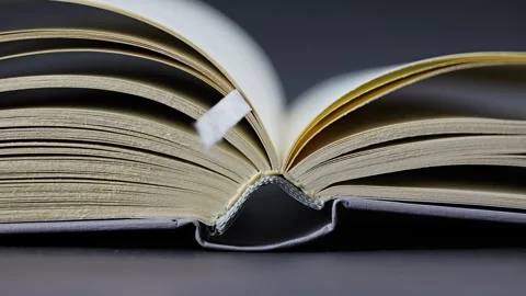 Pages of an Open Book Flipping, Close Up Macro Shot Stock Footage 336722913