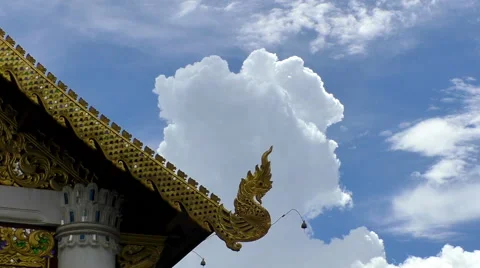 Pagoda and Time Lapse Clouds Stock Footage 65560707