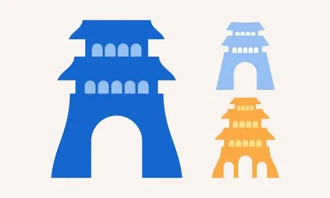 Pagoda Building Architectural Vector Set Stock Illustration