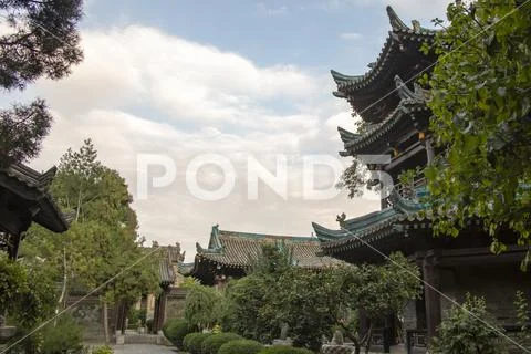 Pagoda in courtyard and gardens of Great Mosque, Xian, China Stock Photos