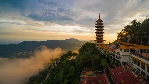 Pagoda during sunset Video stock 95416696