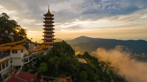 Pagoda during sunset Video stock 95416808