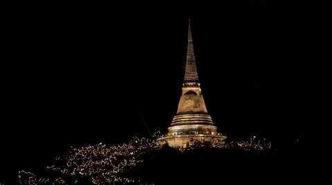 Pagoda On Mountain At Night Stock Footage 60797589