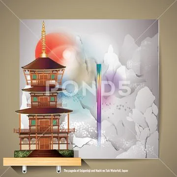 The Pagoda Of Seigantoji And Nachi No Taki Waterfall: Graphic #132399741