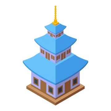Pagoda structure icon isometric vector. Chinese building Ilustración de archivo