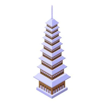 Pagoda temple icon isometric vector. Chinese building Ilustración de archivo