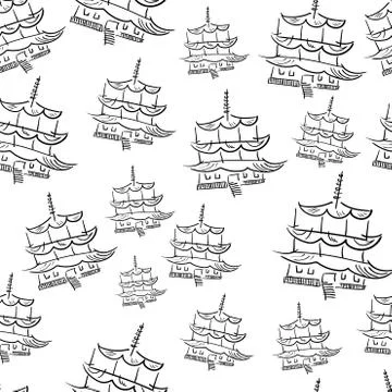 Pagoda tower seamless Stock Illustration