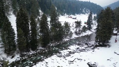 Pahalgam River Snow Stock Footage 314618960