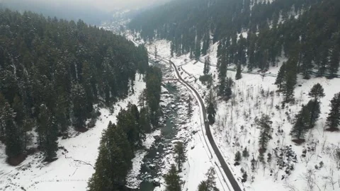 Pahalgam Road Winter Stock Footage 314618955