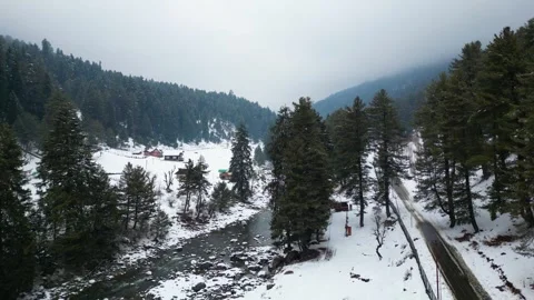 Pahalgam Snow Drone Shot Stock Footage 314618977