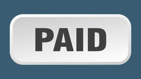 Paid button. paid square 3d push button Illustrazione stock