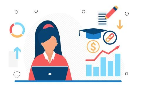 Paid educational program giving qualification skills expertise Illustrazione stock