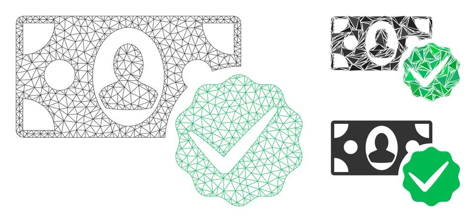 Paid in Full Vector Mesh Wire Frame Model and Triangle Mosaic Icon Stock Illustration