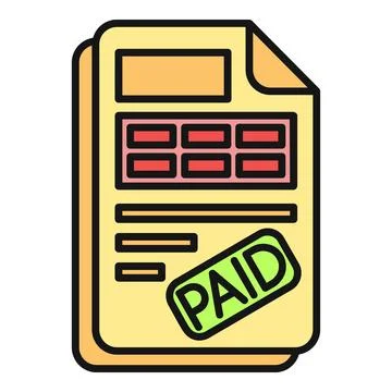 Paid invoice document showing completed transaction status Stock Illustration