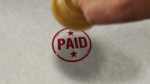 Paid money, tax and business stamp and stamping loop animation Stock Footage