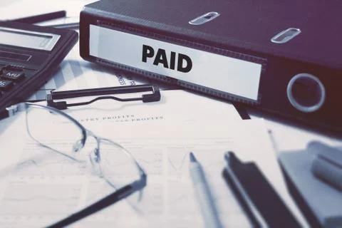 Paid on Ring Binder. Blured, Toned Image Stock Illustration