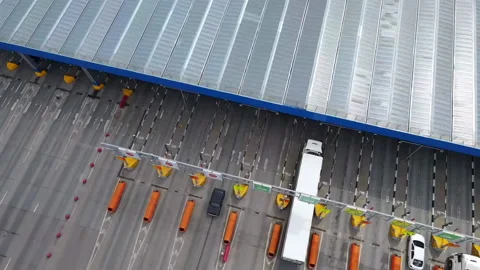 Paid section of road on which many cars pass. Stock Footage 153220593