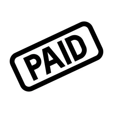 Paid status label for transaction confirmation in digital payment system Ilustración de archivo