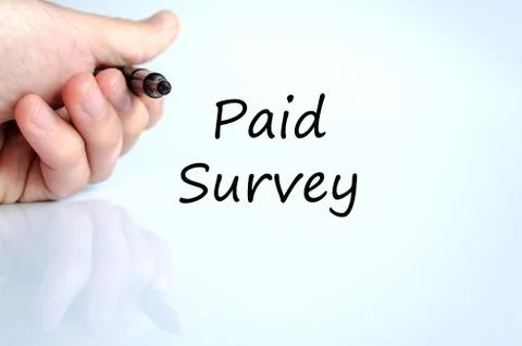 Paid survey text concept Stock Photos