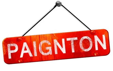 Paignton, 3D rendering, a red hanging sign Stock Illustration
