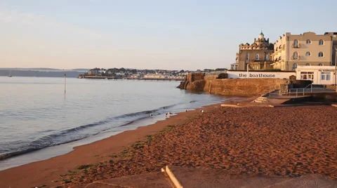 Paignton beach Torbay Devon England near tourist destinations of Stock Footage 29070354