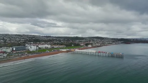 Paignton at cloudy sky from a drone, Devon, England 動画素材 236330270