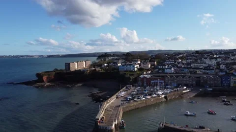 Paignton, Devon, England: Drone View: Paignton harbour &amp; Roundham head Stock Footage 171375781