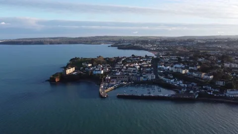 Paignton, Devon, England: Drone View: Paignton harbour &amp; Roundham head Stock Footage 174096740