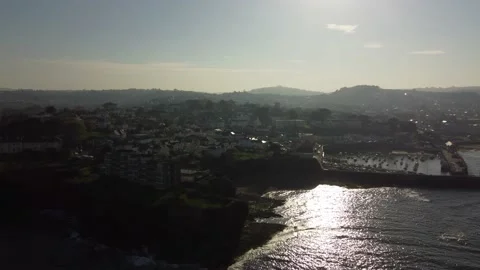 Paignton, Devon, England: Drone View: Paignton harbour &amp; Roundham Head Stock Footage 197507673