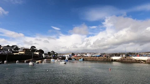Paignton, Devon, England: Timelapse: Clouds roll over the harbour on a sunny day Stock Footage 125587212