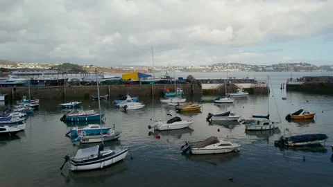 Paignton Harbour from a drone, Paignton, Devon, England, Europe 動画素材 236435136