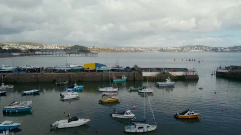 Paignton Harbour from a drone, Paignton, Devon, England, Europe Stock Footage 236435144