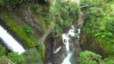 Pailon del Diablo (Devil’s Cauldron) Banos, Ecuador 動画素材 344070618