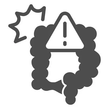 Pain and bowel problems solid icon, officesyndrome concept, pain, bowel problems Illustrazione stock