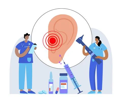 Pain in ear Stock Illustration