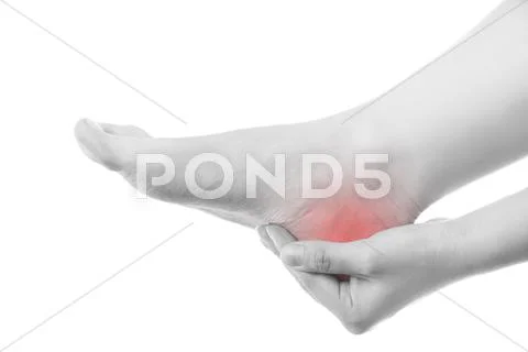 Pain in the female foot Stock Photos