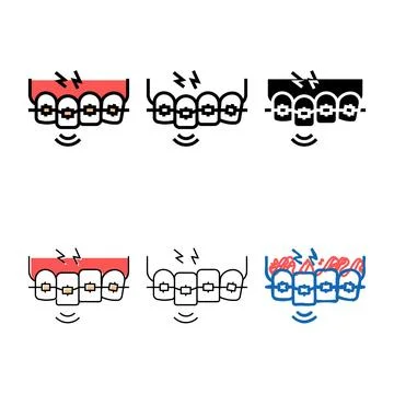 Pain forms from tooth braces color icon vector Stock Illustration