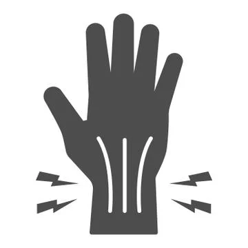 Pain in hand solid icon, Body pain concept, injury in hand joint sign on white Stock Illustration