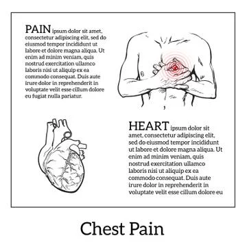 Pain in the heart of a man Stock Illustration