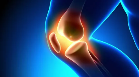 Pain in Knee - blue background Stock Footage 26638063