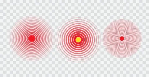 Pain localization red circles vector icons set Stock Illustration